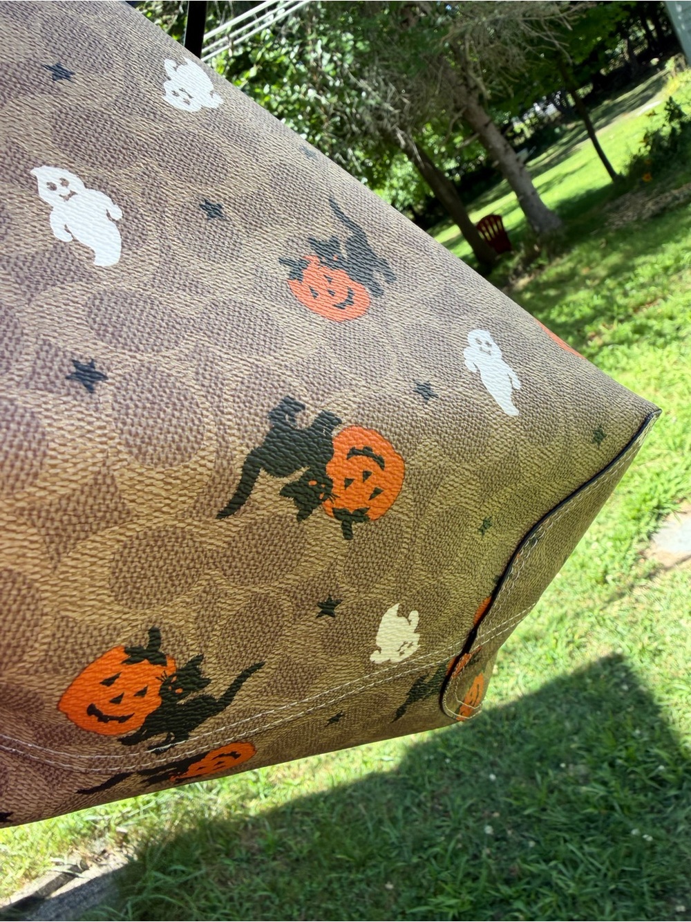Coach Halloween City Tote Signature Canvas Ghost Pumpkin Cat CW450 NWT - Picture 8 of 12